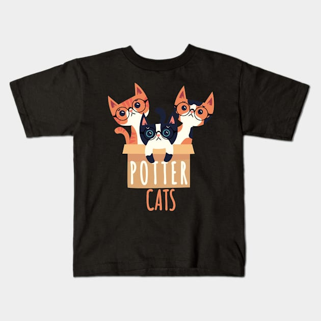 Potter Cats Kids T-Shirt by Beautiful Designs Collection